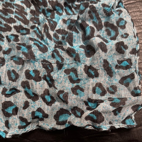 Turquoise Leopard Print Sheer Scarf | Aqua Blue Shawl Wrap | Lightweight - Picture 9 of 12